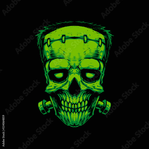the frankenstein head illustration vector