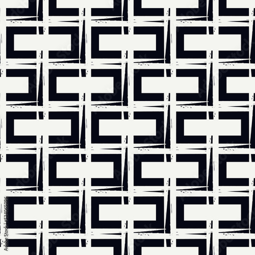 Paint brush geometrical ornament. Hand drawn seamless pattern. Abstract backdrop. Trendy wallpaper. Geometric background. Ethnic motif. Mosaic ornate. Digital paper. Textile print.