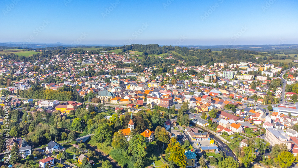 Aerial view of Frydlant v Cechach town