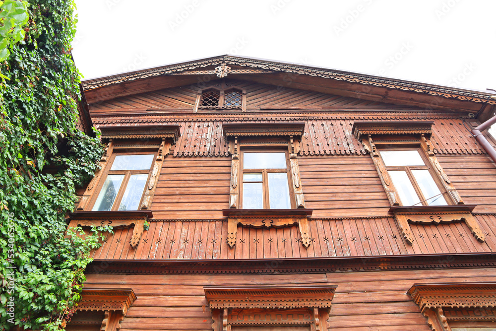 Old wooden houses in Andriyivsky descent in Kyiv, Ukraine	
