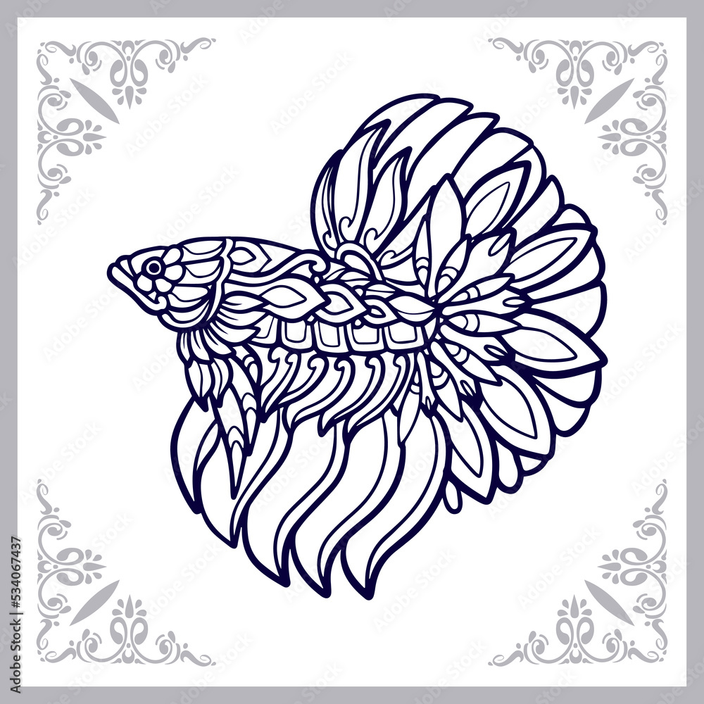 Fototapeta premium Colorful Betta fish mandala arts isolated on black background