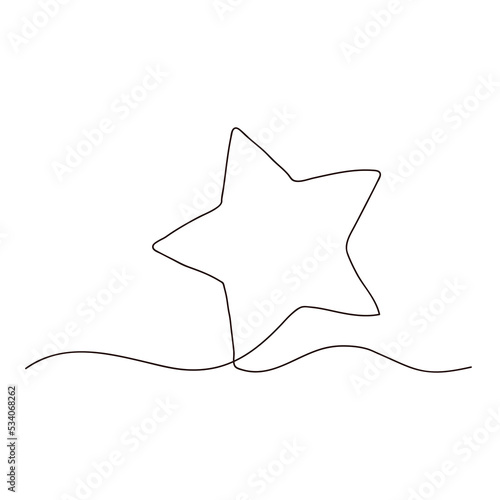 A Star one line drawing on white background.