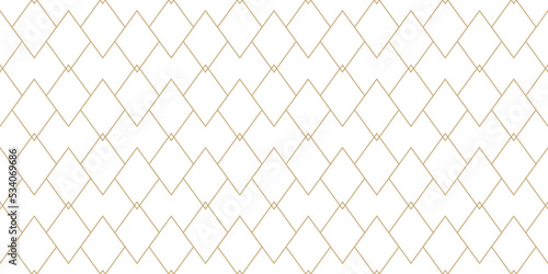 Vector gold and white geometric line texture. Luxury seamless pattern with thin lines, diamonds, rhombuses, grid, mesh. Abstract golden linear graphic ornament. Modern repeat geo background design