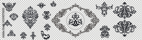 Vintage baroque frame scroll ornament engraving border floral retro pattern antique style acanthus foliage swirl decorative design element filigree calligraphy wedding - vector on a white background. 