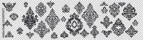 Vintage baroque frame scroll ornament engraving border floral retro pattern antique style acanthus foliage swirl decorative design element filigree calligraphy wedding - vector on a white background. 