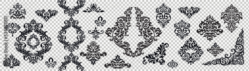 Vintage baroque frame scroll ornament engraving border floral retro pattern antique style acanthus foliage swirl decorative design element filigree calligraphy wedding - vector on a white background. 