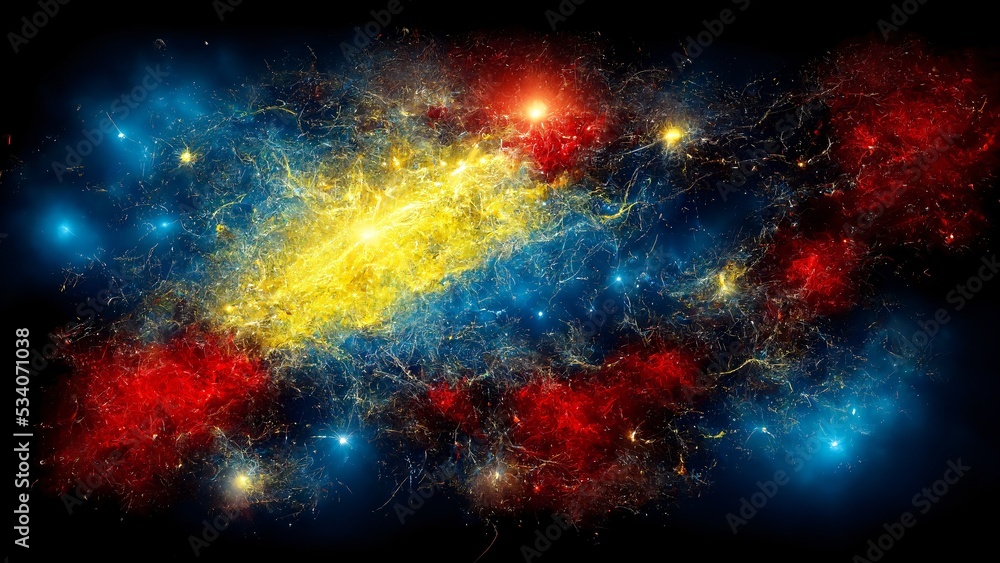 Fototapeta premium illustration of a galaxy with vivid red blue and yellow colors