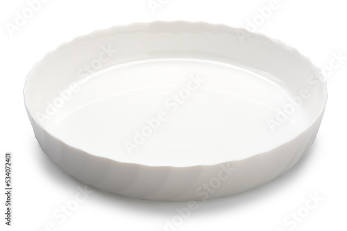 porcelain baking dish isolated on white background