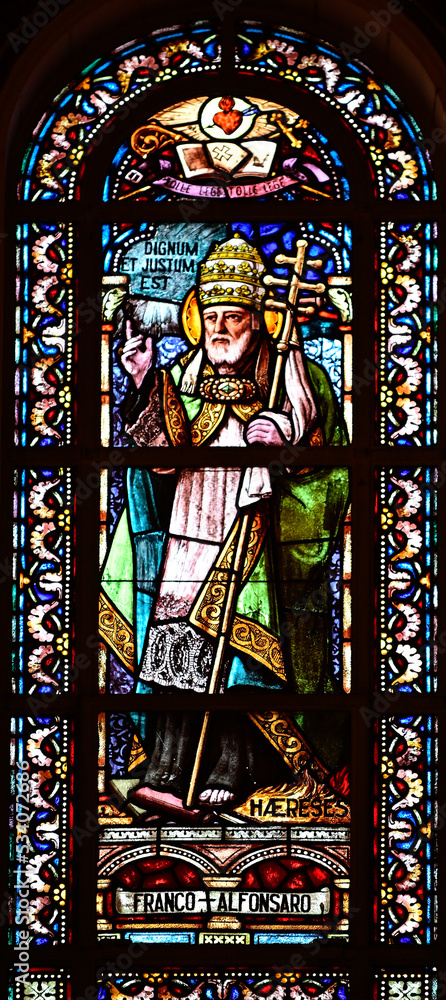 Pope Leo stain glass