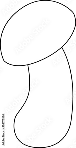 Boletus edulis, edible wild mushroom - vector linear picture for coloring. Outline. Сep, penny bun - mushroom for coloring book