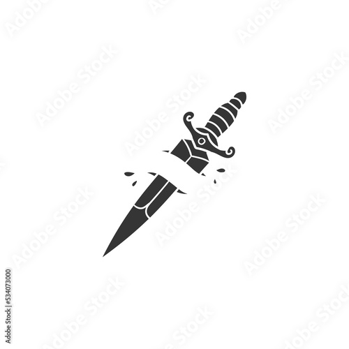 Dagger Tattoo Icon Silhouette Illustration. Old School Vector Graphic Pictogram Symbol Clip Art. Doodle Sketch Black Sign.