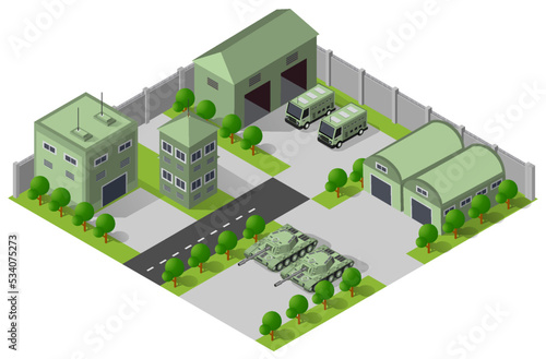 Module base camp object element for building design army armed
