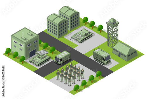 Module base camp object element for building design army armed