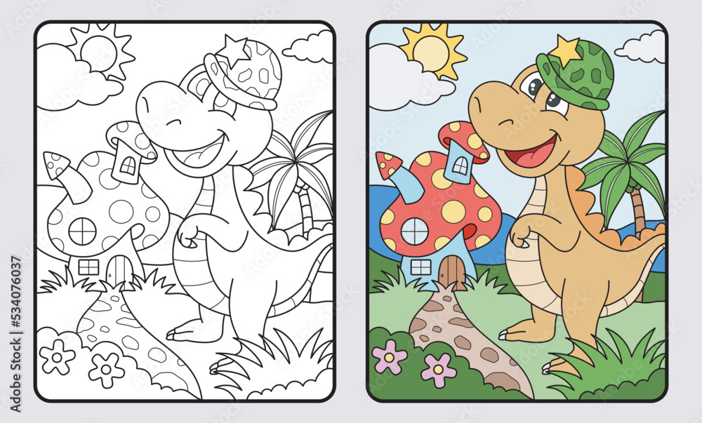dinosaur educational coloring book for children and elementary school, vector illustration.