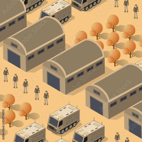 Background 3D illustration army armed troop isometric armed military