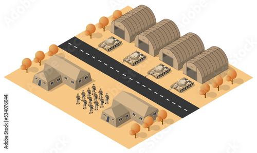 Army armed troop isometric armed military 3D illustration