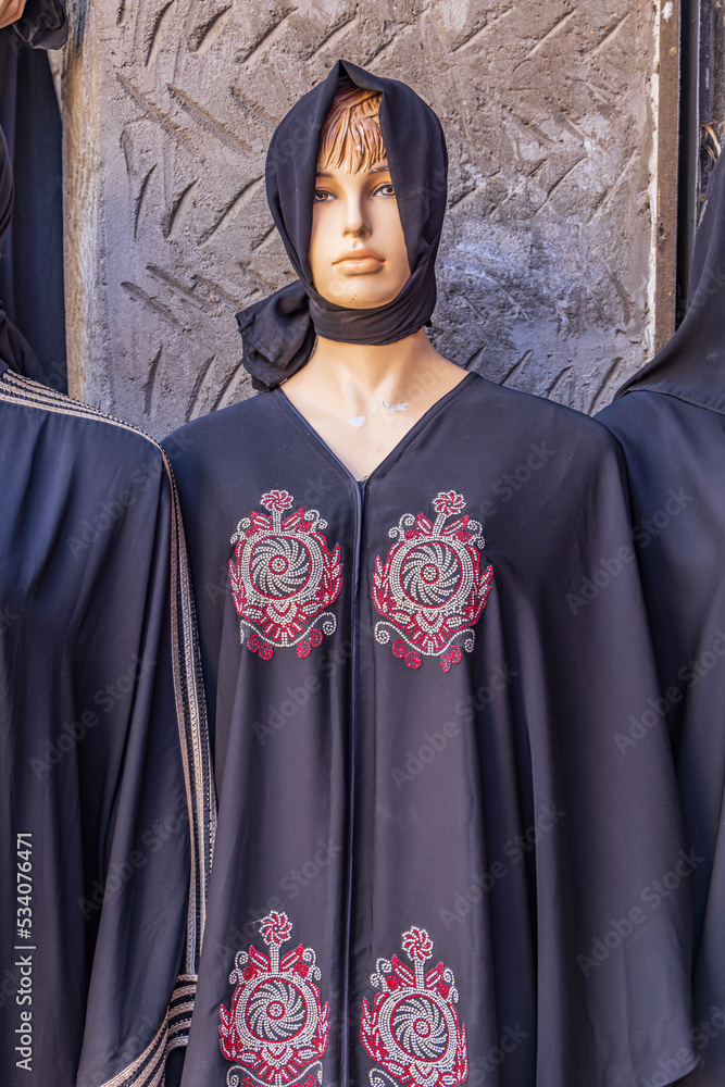 Mannequin in an abaya at a clothing store in Luxor.