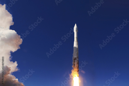 The launch of the spacecraft into space. Elements of this image furnished by NASA