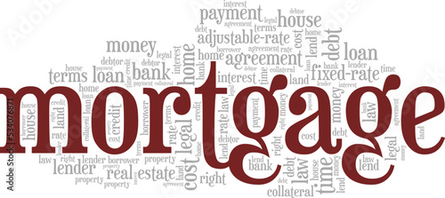 Mortgage word cloud conceptual design isolated on white background.