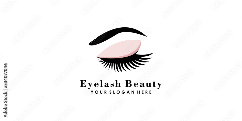 Eyelash logo design for lashes beauty salon with unique concept premium vector