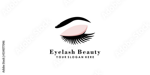 Eyelash logo design for lashes beauty salon with unique concept premium vector