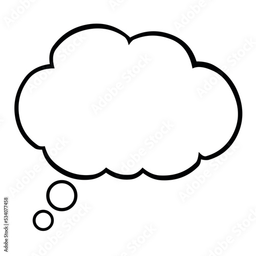Vector illustration of a thought cloud drawn in black and white