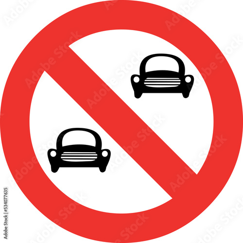 Vector illustration of no overtaking road sign