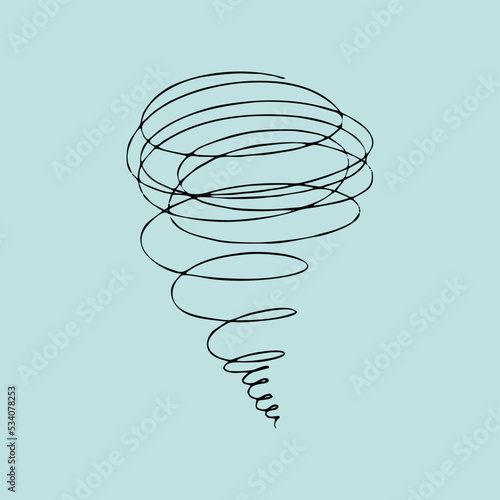 doodle tornado illustration vector isolated on blue