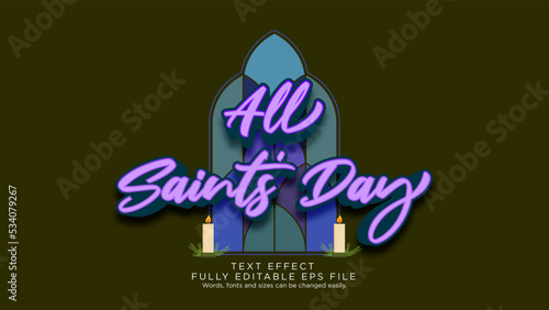 All Saints' Day Text Effect Font Type Banner Vector Backgound