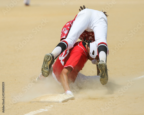 Baseball slide into base