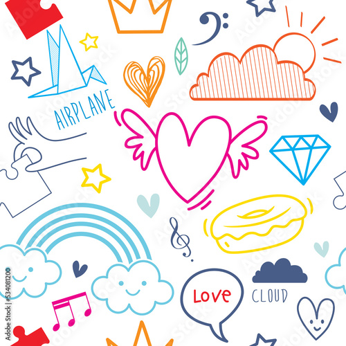 Heart Icons Set, hand drawn icons and illustrations for valentines and wedding