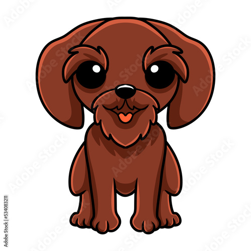 Cute pudelpointer dog cartoon sitting