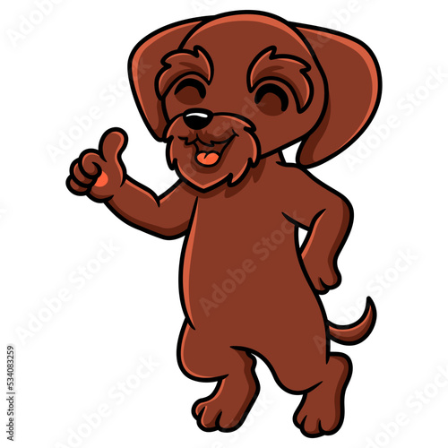 Cute pudelpointer dog cartoon giving thumb up photo