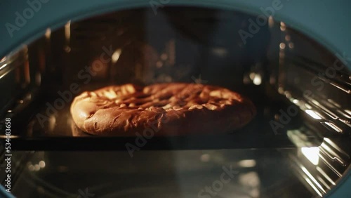 berry pie is baked in the oven