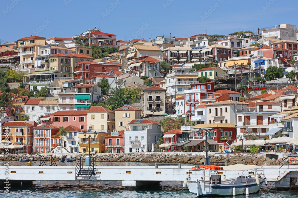 Parga city Greece beautiful old colorful building exploration traveling background high quality print