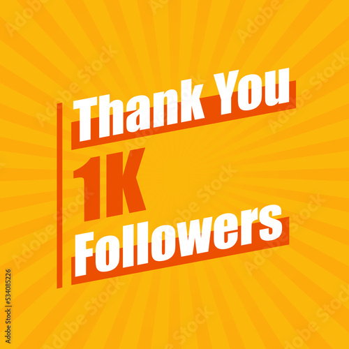 Thanks 1K followers, 1000 followers celebration modern colorful design.