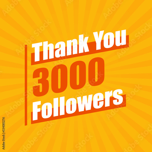Thanks 3000 followers, 3K followers celebration modern colorful design.