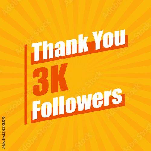 Thanks 3K followers, 3000 followers celebration modern colorful design.
