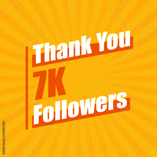 Thanks 7K followers, 7000 followers celebration modern colorful design.