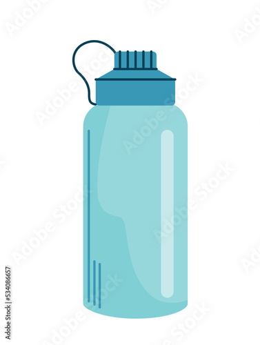 Sport bottle icon. Water for exercise, fitness activities and jogging. Sticker for social networks and messengers, poster or banner for website. Active lifestyle. Cartoon flat vector illustration