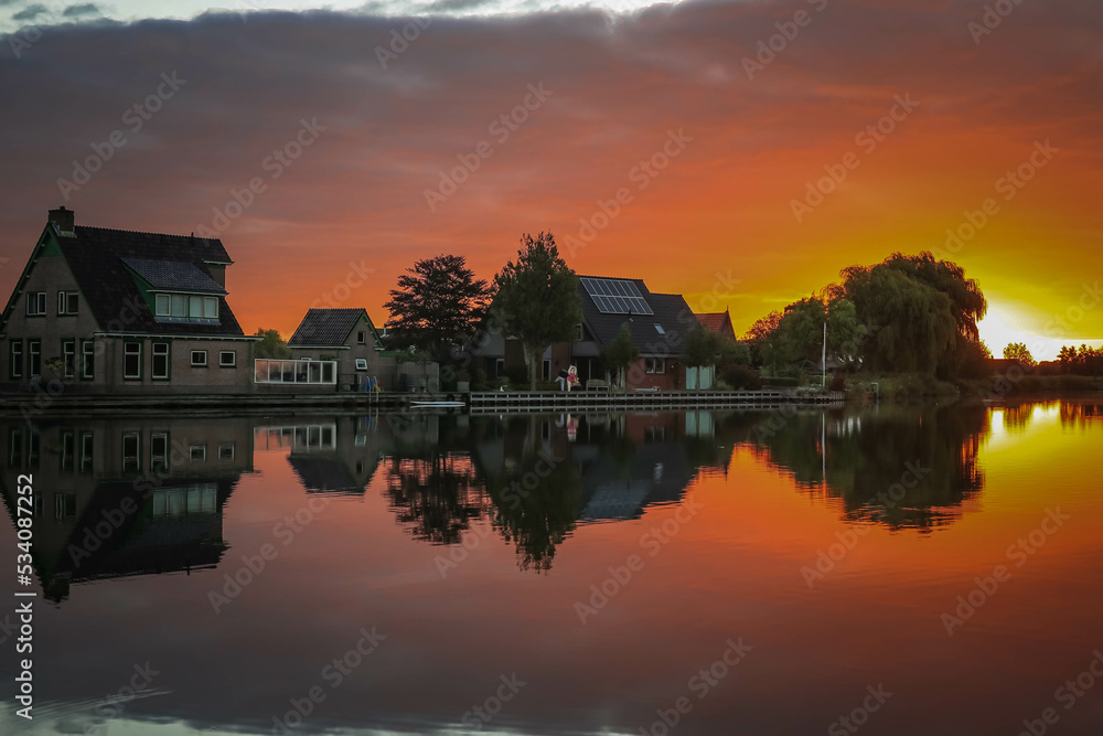 Fototapeta premium sunset over the lake
