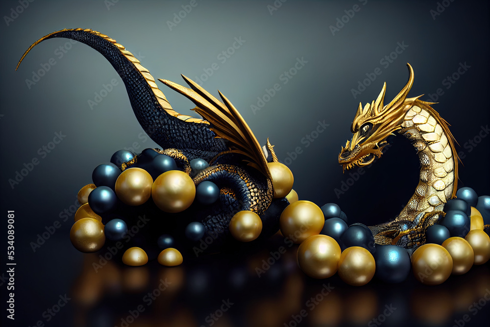 golden dragon on black