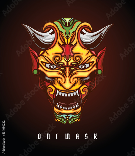 Illustration of Mask Mask Oni with a scary horns