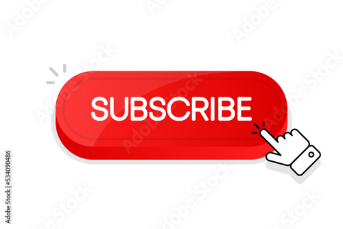 Subscribe 3d button. Mouse touched button. Vector illustration.