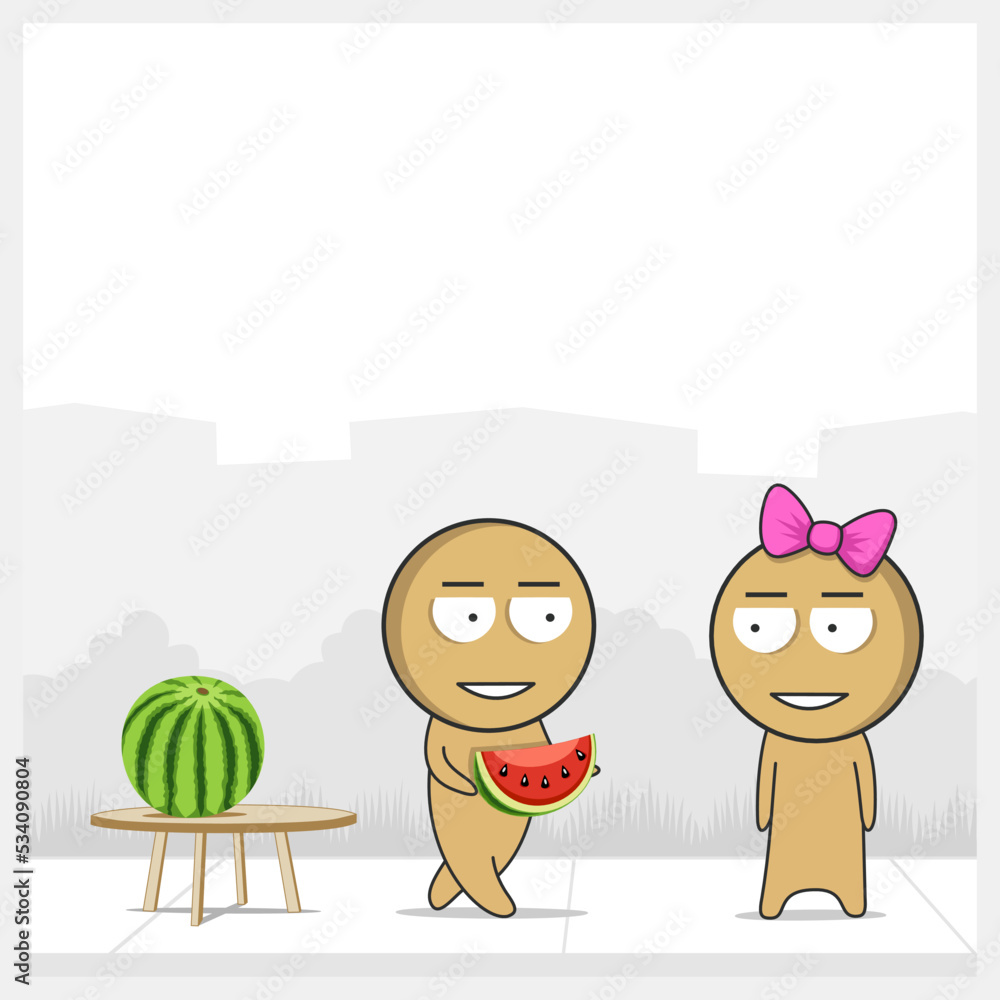 Guy treats girl with watermelon