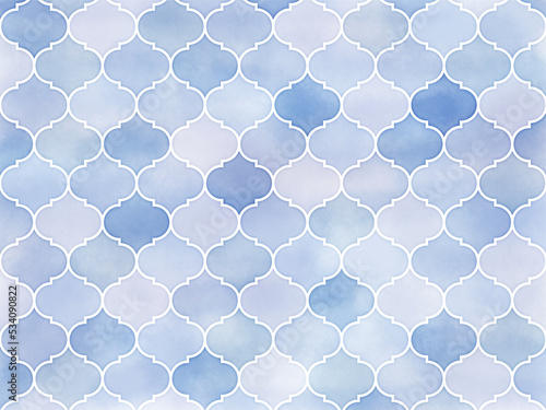背景素材 アラビアンタイル風 青色 Background material Arabian tile style blue