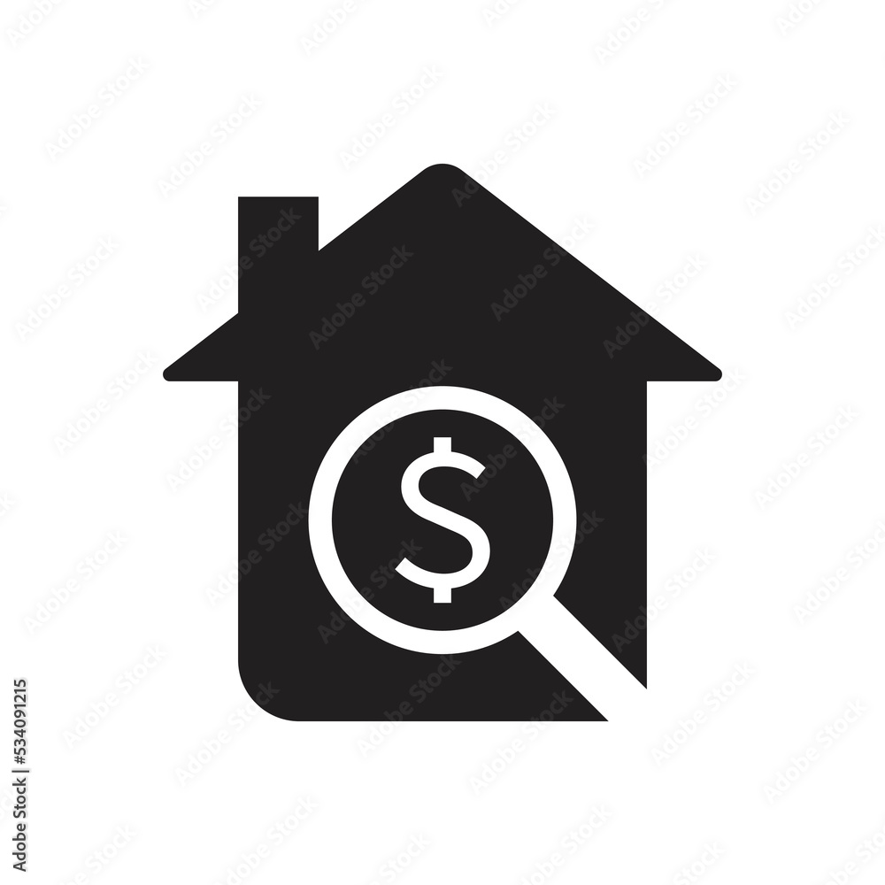 Property valuation icon design. Home appraisal icon. Real estate clipart isolated on white background. Vector illustration. Property valuation icon design. Home appraisal icon. Real estate clipart isolated on white background. Vector illustration.