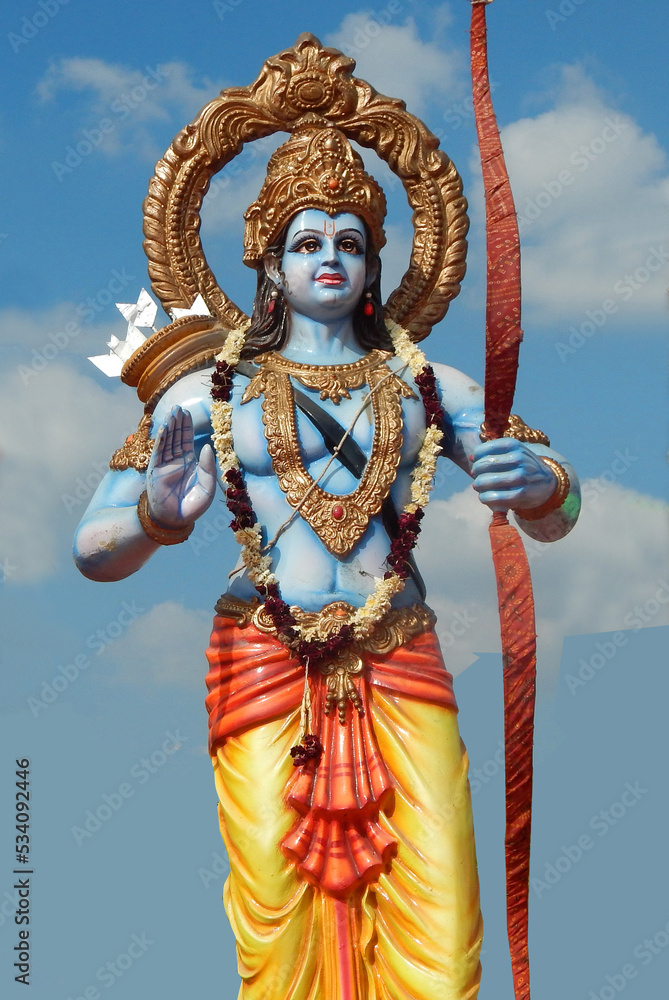 Indian Hindu God Rama with his weapon bow and arrows i - obrazy, fototapety, plakaty 