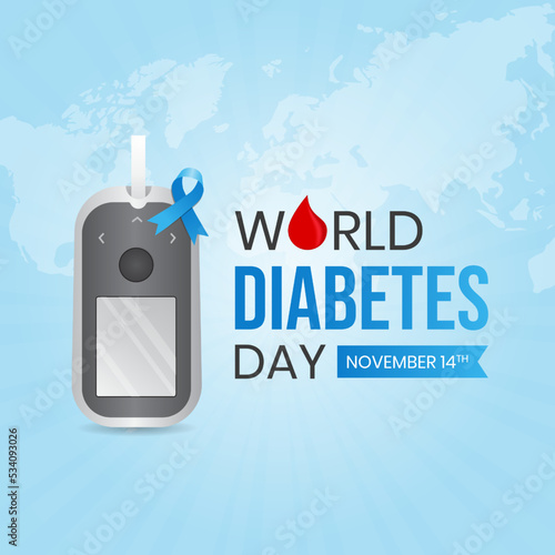 World Diabetes Day November 14th with glucose meter illustration