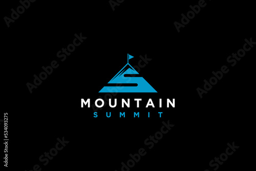 Summit mountain logo design letter S initial icon symbol modern simple illustration